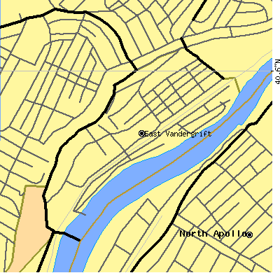 Zip code 15629 close-up map