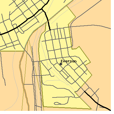 Zip code 15631 close-up map