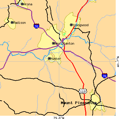 Zip code 15639 close-up map