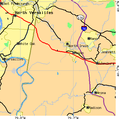 Zip code 15642 close-up map