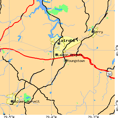 Zip code 15650 close-up map