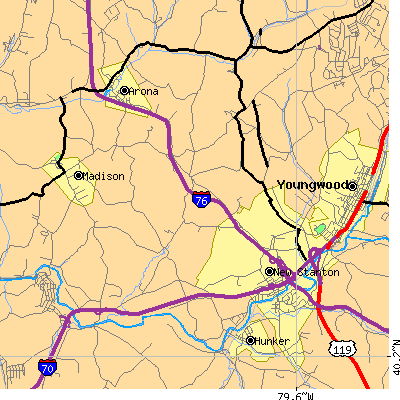 Zip code 15672 close-up map