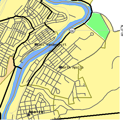 Zip code 15673 close-up map