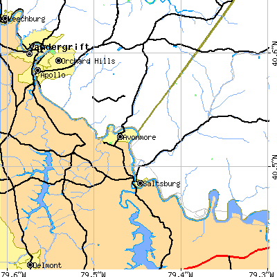 Zip code 15681 close-up map
