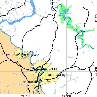 Zip code 15690 close-up map