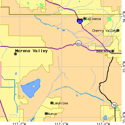 Zip code 92555 close-up map