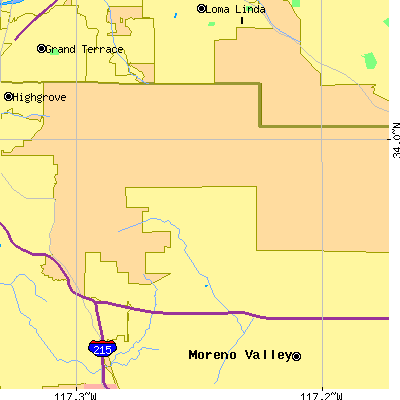 Zip code 92557 close-up map