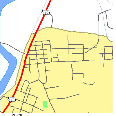Zip code 15716 close-up map
