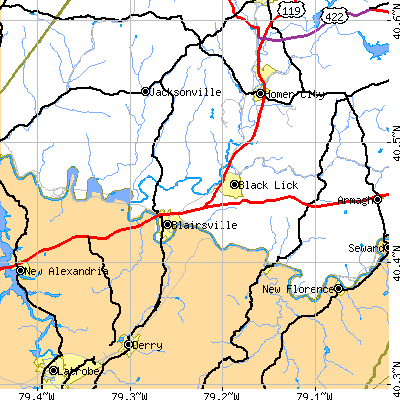 Zip code 15717 close-up map