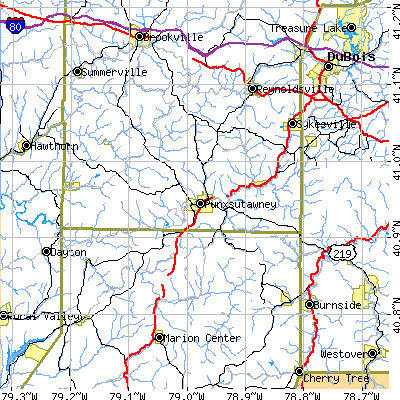 Zip code 15767 close-up map