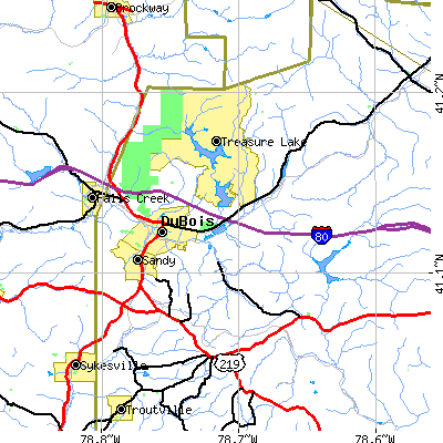 Zip code 15801 close-up map
