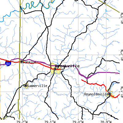 Zip code 15825 close-up map