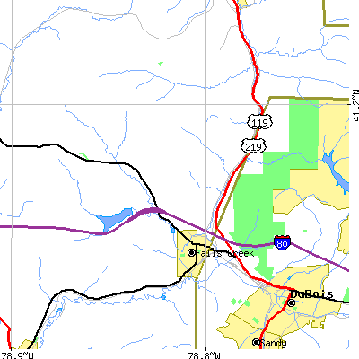 Zip code 15840 close-up map
