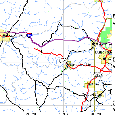 Zip code 15851 close-up map