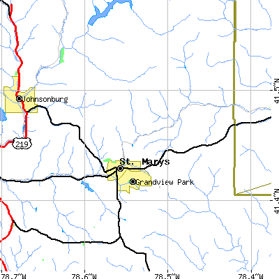 Zip code 15857 close-up map