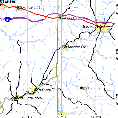 Zip code 15864 close-up map