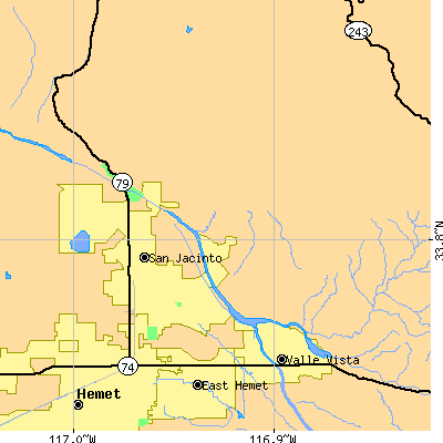 Zip code 92583 close-up map