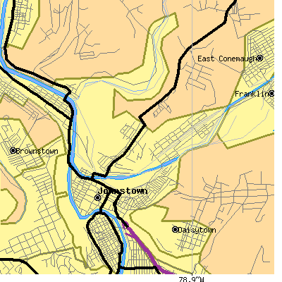 Zip code 15901 close-up map