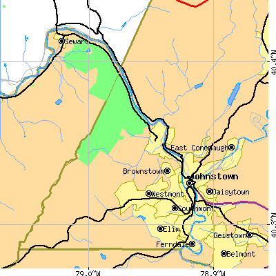 Zip code 15906 close-up map