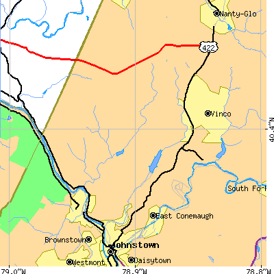 Zip code 15909 close-up map