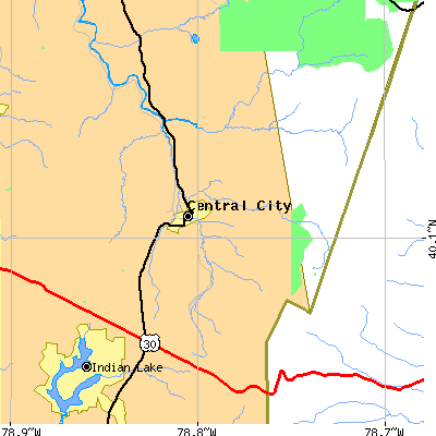 Zip code 15924 close-up map