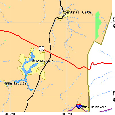 Zip code 15926 close-up map