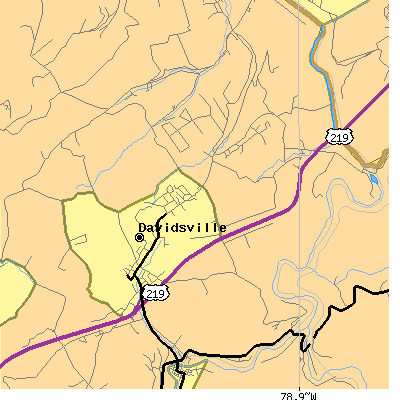 Zip code 15928 close-up map