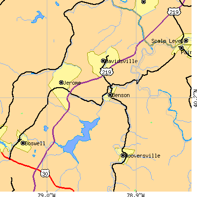 Zip code 15935 close-up map