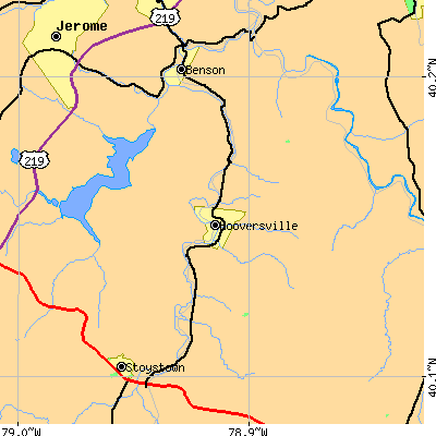 Zip code 15936 close-up map