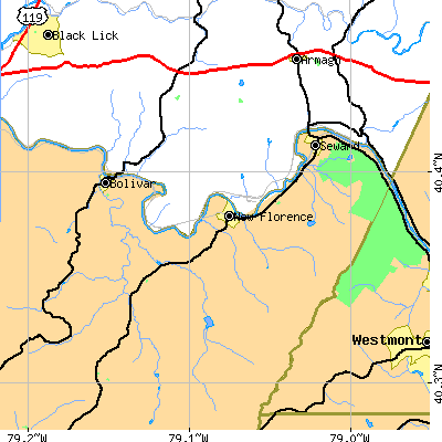 Zip code 15944 close-up map