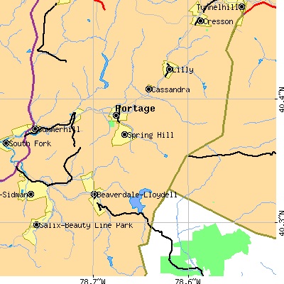 Zip code 15946 close-up map