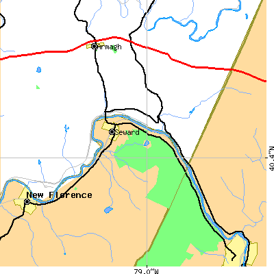 Zip code 15954 close-up map
