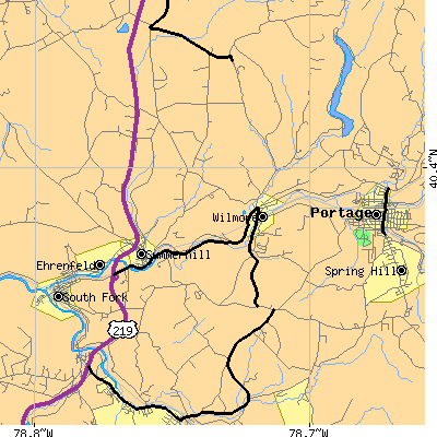 Zip code 15958 close-up map
