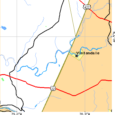 Zip code 15961 close-up map