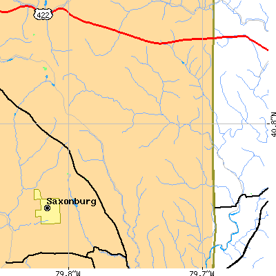 Zip code 16023 close-up map
