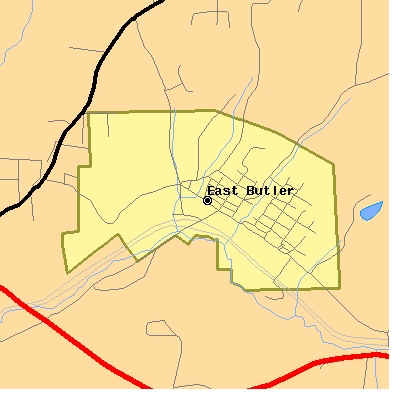 Zip code 16029 close-up map
