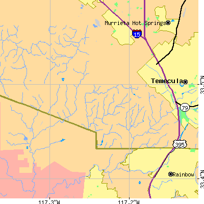 Zip code 92590 close-up map