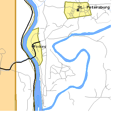 Zip code 16036 close-up map