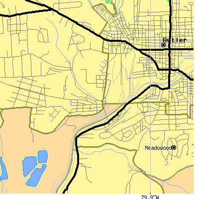 Zip code 16045 close-up map