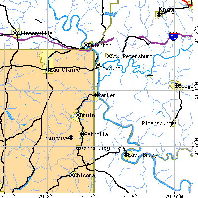 Zip code 16049 close-up map