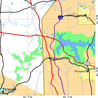 Zip code 16051 close-up map