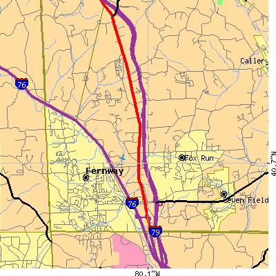 Zip code 16066 close-up map