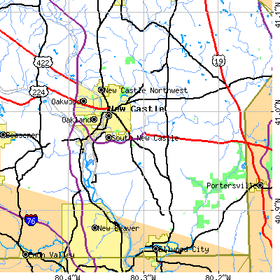Zip code 16101 close-up map