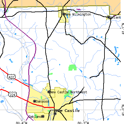 Zip code 16105 close-up map