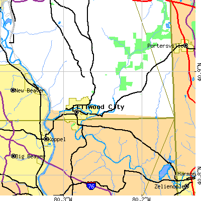 Zip code 16117 close-up map
