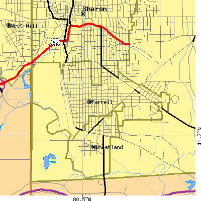 Zip code 16121 close-up map