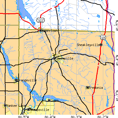 Zip code 16125 close-up map