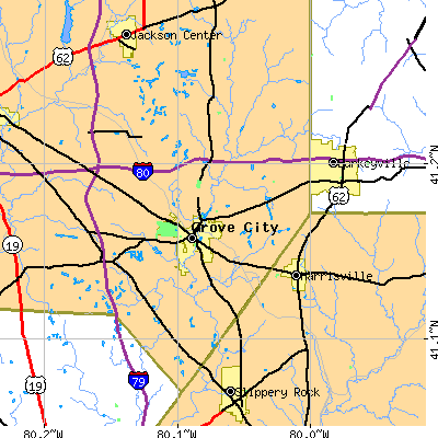 Zip code 16127 close-up map