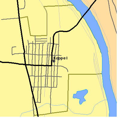 Zip code 16136 close-up map