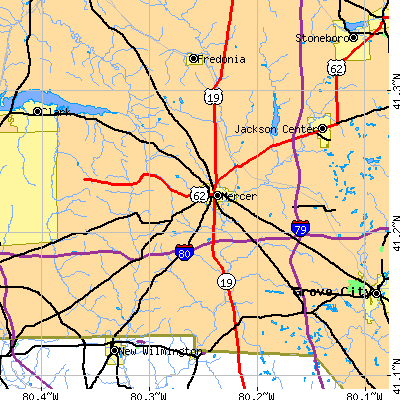 Zip code 16137 close-up map